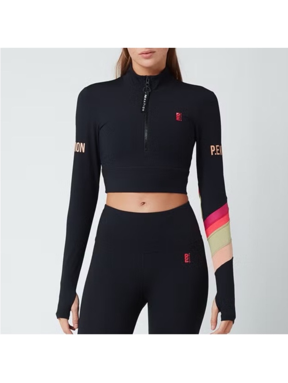 P.E Nation Box Out Long-Sleeve Crop Half-Zip Top